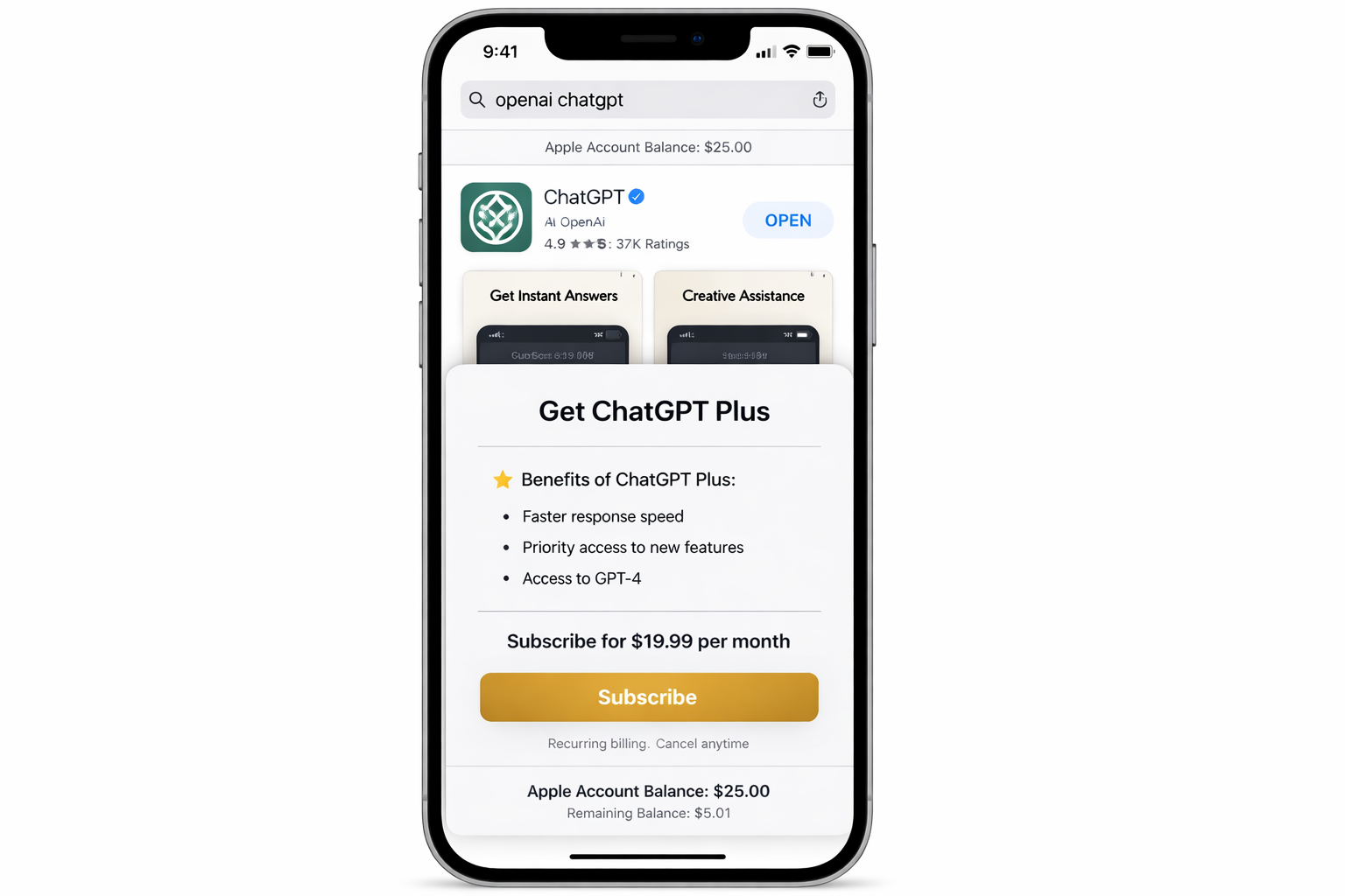 ChatGPT Plus: инструкция через App Store